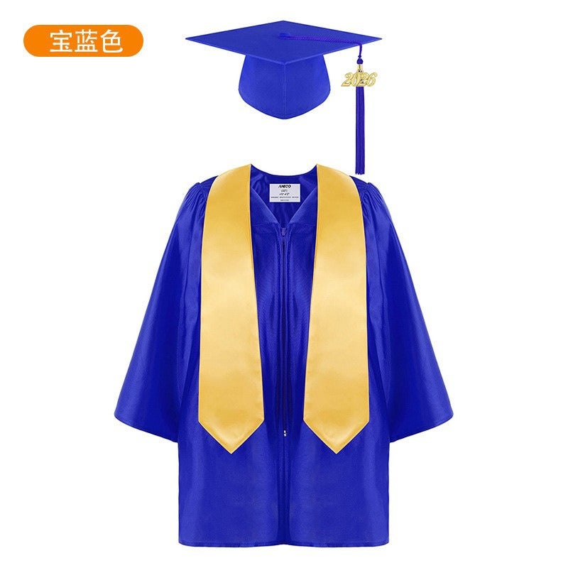 Jing Zhe Rui 2026 New Kids Graduation Gown Set with Cap - Kindergarten Elementary School Ceremony Dress, Knit Fabric, Unisex, Sizes 21-36 - Image 1