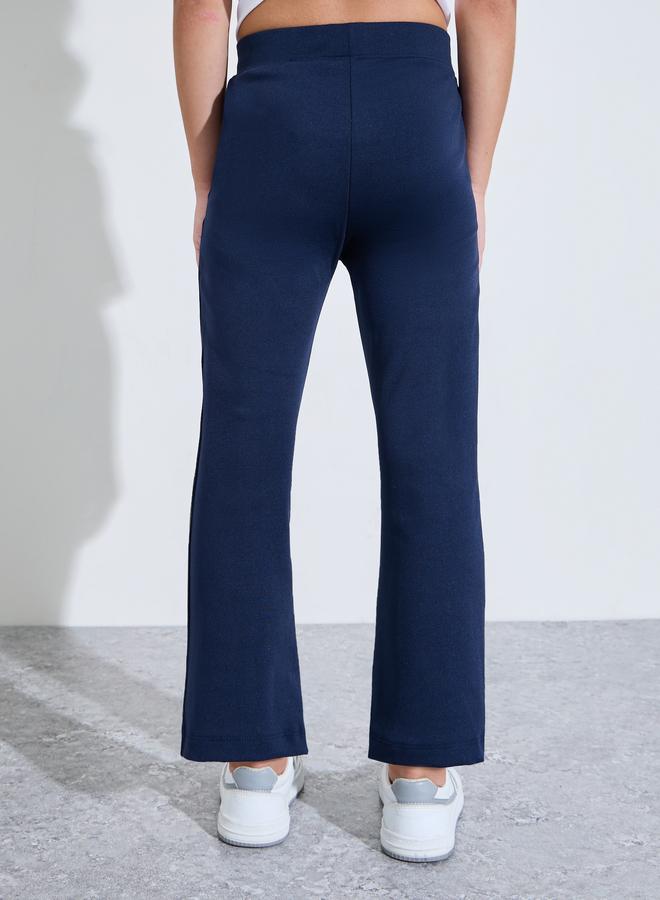 Styli Girls Navy Blue Solid Fit and Flared Leggings with Pintuck Detail - Image 4
