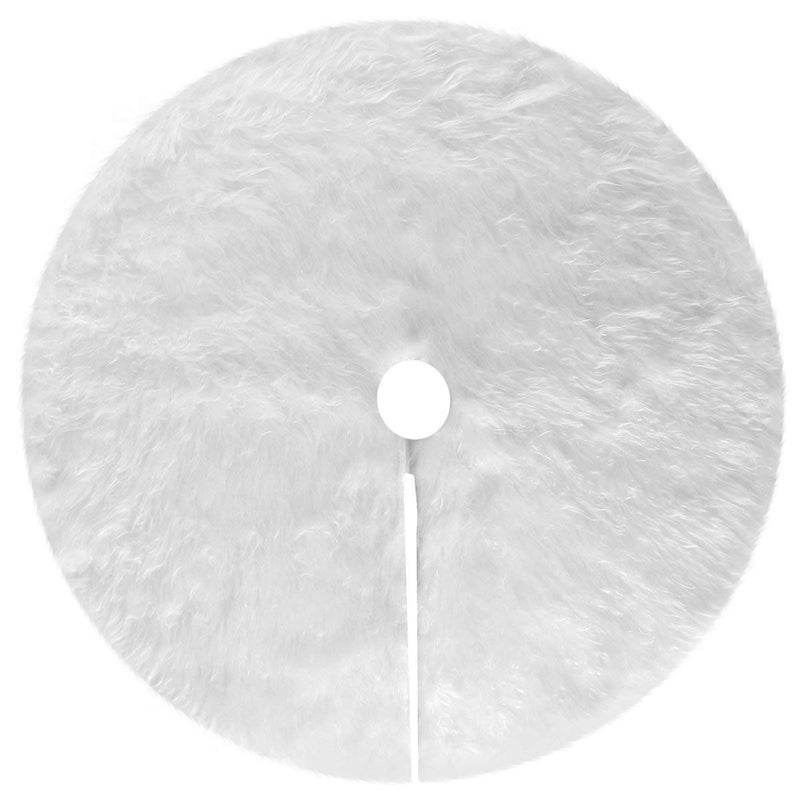 Amidaky Amidaky Christmas Tree Plush Skirt 30 inch Snow White Faux Fur Christmas Tree Skirt Ornaments Xmas Tree Skirts for Christmas Thanksgiving Holiday Decoration New Year Party 