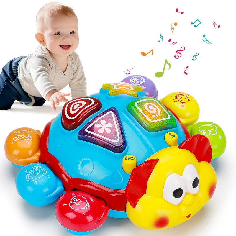 AugToy Baby Crawling Toys 6-12 Months, Musical Light Up Tummy Time Toy for Infant 0-6 7 8 9 10 Month Old, Toddler Spanish English Bilingual Learning Educational Development Gift 1 2 Year Old Boys Girls - Image 1