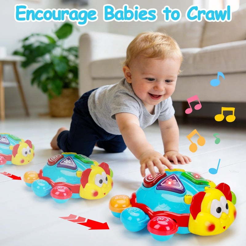 AugToy Baby Crawling Toys 6-12 Months, Musical Light Up Tummy Time Toy for Infant 0-6 7 8 9 10 Month Old, Toddler Spanish English Bilingual Learning Educational Development Gift 1 2 Year Old Boys Girls - Image 2