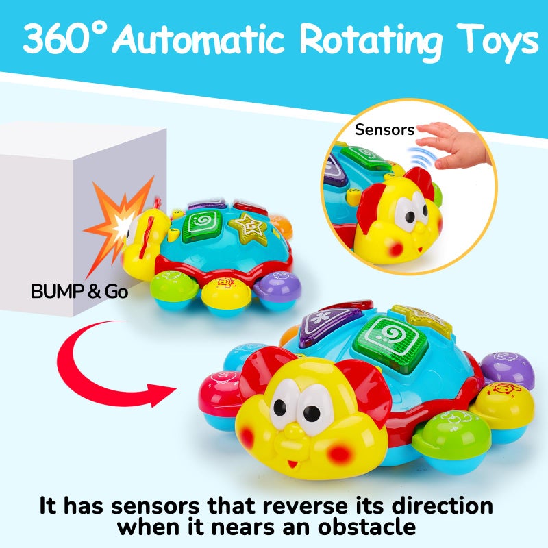 AugToy Baby Crawling Toys 6-12 Months, Musical Light Up Tummy Time Toy for Infant 0-6 7 8 9 10 Month Old, Toddler Spanish English Bilingual Learning Educational Development Gift 1 2 Year Old Boys Girls - Image 4