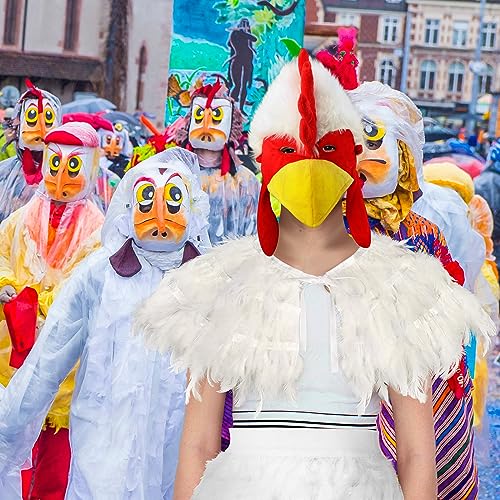 Liitrsh 5 Pcs Halloween Chicken Costume Women Adult Rooster Hat Feather Cape Skirt Outfits Accessory Kit(White,M) - Image 4