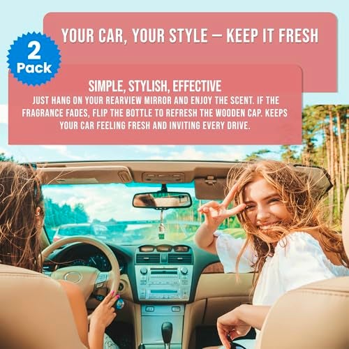 AirDrive Car Air Freshener Vanilla 2 Pack Hanging Air Freshener Diffuser, Cute Car Accessories Vanilla & Cake Air Freshner for Women & Men Gift, Non-Toxic Car Scent Long Lasting Oil Diffuser, Made in USA - Image 4