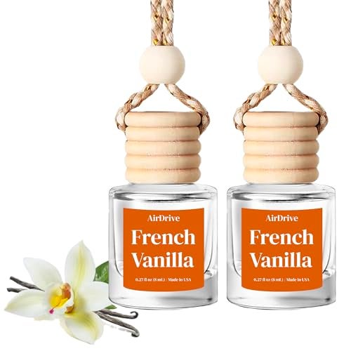 AirDrive Car Air Freshener Vanilla 2 Pack Hanging Air Freshener Diffuser, Cute Car Accessories Vanilla & Cake Air Freshner for Women & Men Gift, Non-Toxic Car Scent Long Lasting Oil Diffuser, Made in USA - Image 1