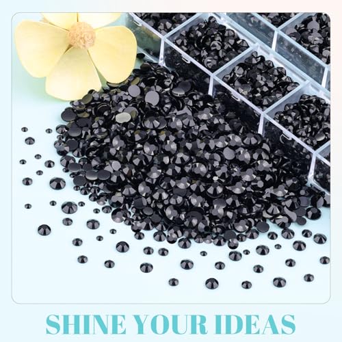TINKRSTUFF 6100Pcs Resin Rhinestones for Crafting with 2Pcs 10ml B7000 Jewelry Glue, 1 Box Flatback Crystals Diamond (Black) for Bedazzling Crafts DIY Nail Art Non Hotfix Gems for Clothing Shoes Tumblers - Image 3