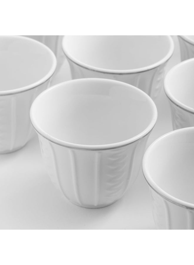 ماستر جولد طقم فناجين قهوة سعودي مكون من 12 قطعة من البورسلين سعة 80 مل مع شعار بارز | فناجين قهوة مثالية للمكاتب والمناسبات المختلفة والحفلات | أطقم فناجين قهوة للضيافة - Image 4