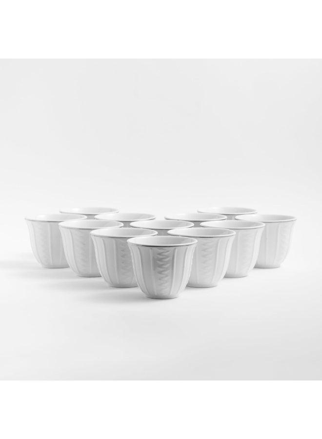 ماستر جولد طقم فناجين قهوة سعودي مكون من 12 قطعة من البورسلين سعة 80 مل مع شعار بارز | فناجين قهوة مثالية للمكاتب والمناسبات المختلفة والحفلات | أطقم فناجين قهوة للضيافة - Image 1