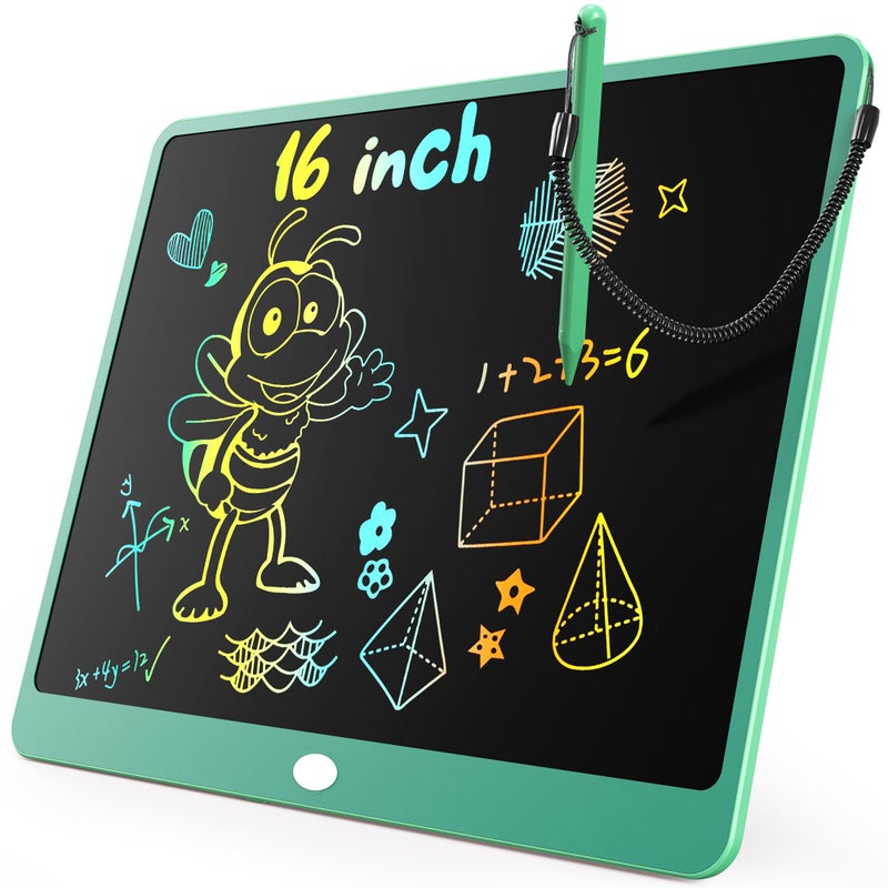 KOKODI LCD Writing Tablet 16 Inch Colorful Toddler Doodle Board Drawing Tablet Erasable Reusable Electronic Drawing Pads Educational and Learning Toy for 36 Years Old Boy and GirlsGreen - Image 2
