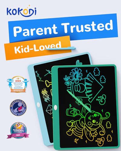 KOKODI LCD Writing Tablet 16 Inch Colorful Toddler Doodle Board Drawing Tablet Erasable Reusable Electronic Drawing Pads Educational and Learning Toy for 36 Years Old Boy and GirlsGreen - Image 3