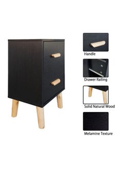Mahmayi 303-2 Modern Wooden Side Table Storage Unit Black Melamine  - Image 3