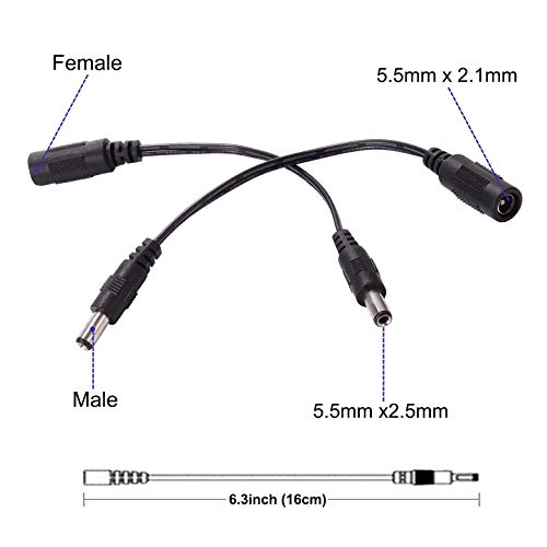 COOLM DC Power Cord 5.5mm x 2.1mm Female to 5.5mm x 2.5mm Male DC Power Adapter Cable for LED Strip, Monitor, Camera 2pcs - Image 3