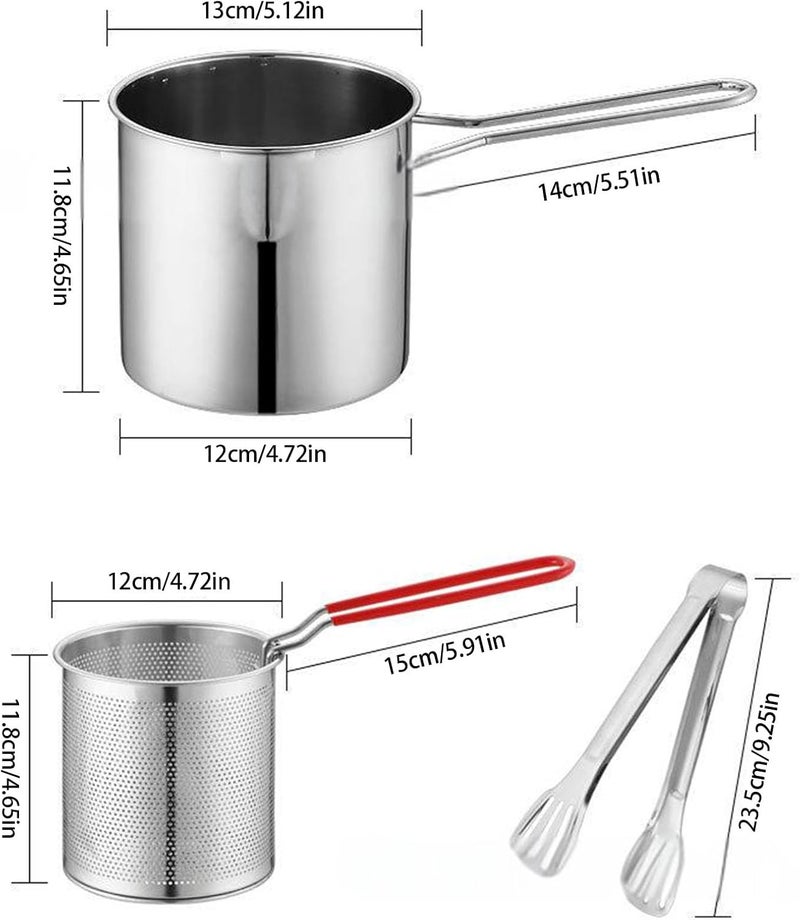 Professional 304 Stainless Steel Frying Pan With Strainer Japanese Styles Miniature Fryers For Family Kitchen Use Fryers With Strainer Net - Image 3