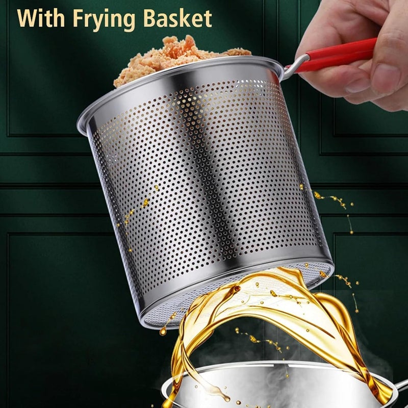 Professional 304 Stainless Steel Frying Pan With Strainer Japanese Styles Miniature Fryers For Family Kitchen Use Fryers With Strainer Net - Image 5