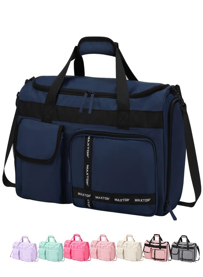 MAXTOP Large Gym Bag for Men Women with Shoe Compartment Wet Dry Separation Blue Carry on Duffle Bag for Travel Sports Yoga Fitness Weekend Outdoor Activities, Dark Blue, Large size, Gym Bag - Image 1