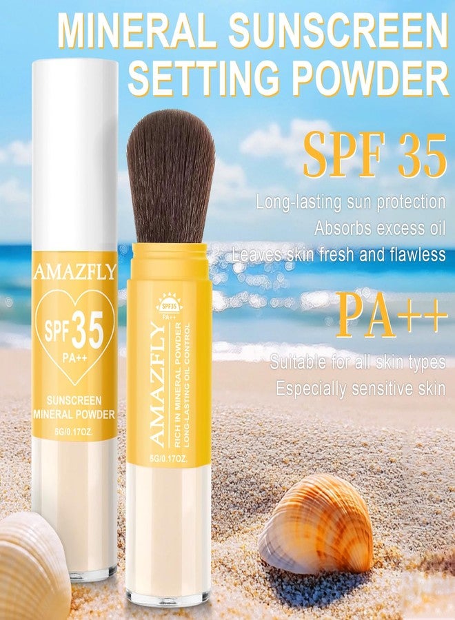 LemonSac Mineral Sunscreen Setting Powder for Face & Scalp, SPF 35 Translucent Loose Powder, Mineral Brush Powder, Oil Control Natural Matte Finish, Lasting Lightweight Breathable (Fair) - Image 2