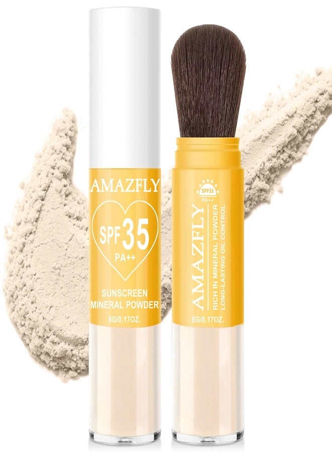 LemonSac Mineral Sunscreen Setting Powder for Face & Scalp, SPF 35 Translucent Loose Powder, Mineral Brush Powder, Oil Control Natural Matte Finish, Lasting Lightweight Breathable (Fair) - Image 1