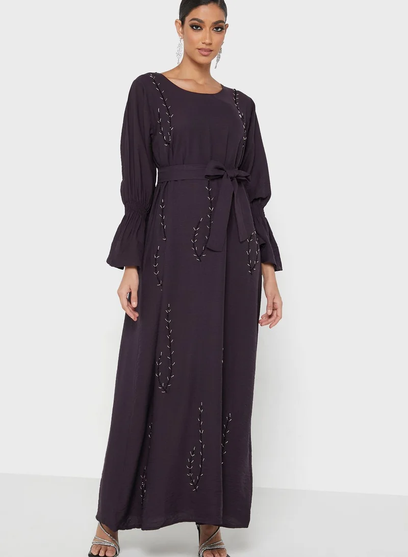 hayas closet Embellished Ruffle Sleeve Jalabiya
