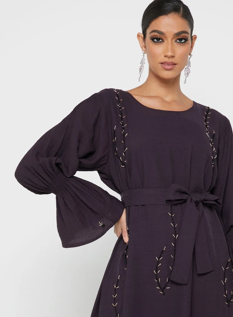 hayas closet Embellished Ruffle Sleeve Jalabiya