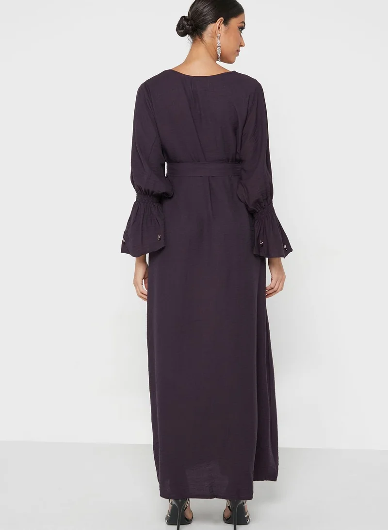 hayas closet Embellished Ruffle Sleeve Jalabiya