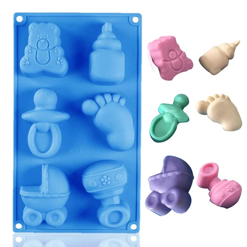 Husaini Mart HUSAINI MART Cute Baby Silicone Molds 3D Baby Shower Themed Baking Mould Cake Decorating Tools for Chocolate Soap Sugar Craft Candy Cupcake Topper Polymer Clay  - Image 1