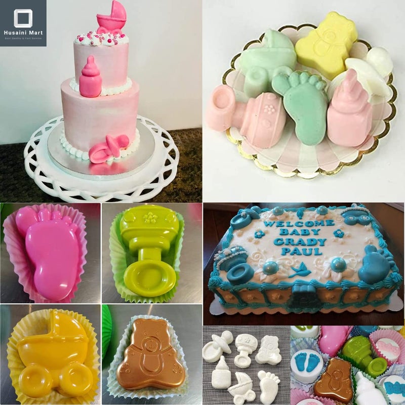 Husaini Mart HUSAINI MART Cute Baby Silicone Molds 3D Baby Shower Themed Baking Mould Cake Decorating Tools for Chocolate Soap Sugar Craft Candy Cupcake Topper Polymer Clay  - Image 4