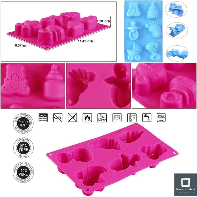 Husaini Mart HUSAINI MART Cute Baby Silicone Molds 3D Baby Shower Themed Baking Mould Cake Decorating Tools for Chocolate Soap Sugar Craft Candy Cupcake Topper Polymer Clay  - Image 2