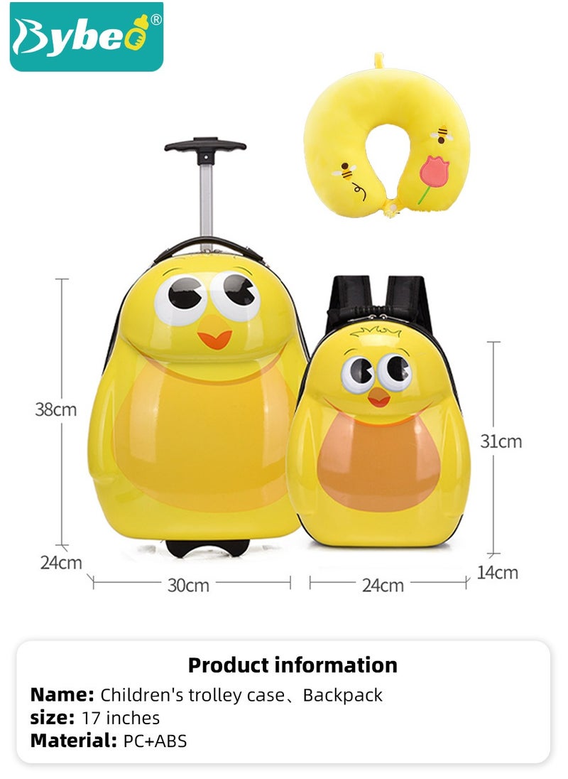 Bybeo - 3PCS Kids Luggage Set, Children's Rolling Suitcase, Lightweight Toddler Carry-on Luggages with Wheels for Boy and Girls for Travel and School, with  Kid Backpack and U-shaped Pillow,16 Inches - Image 1