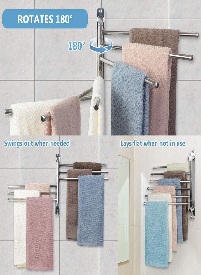JSVER Towel Rack Wall Mounted JSVER Bathroom Towel Rack, Space Saving Towel Holder, Swivel SUS304 Stainless Steel Towel Bar, 180° Rotation 6 Arms Towel Racks for Bathroom - Image 4