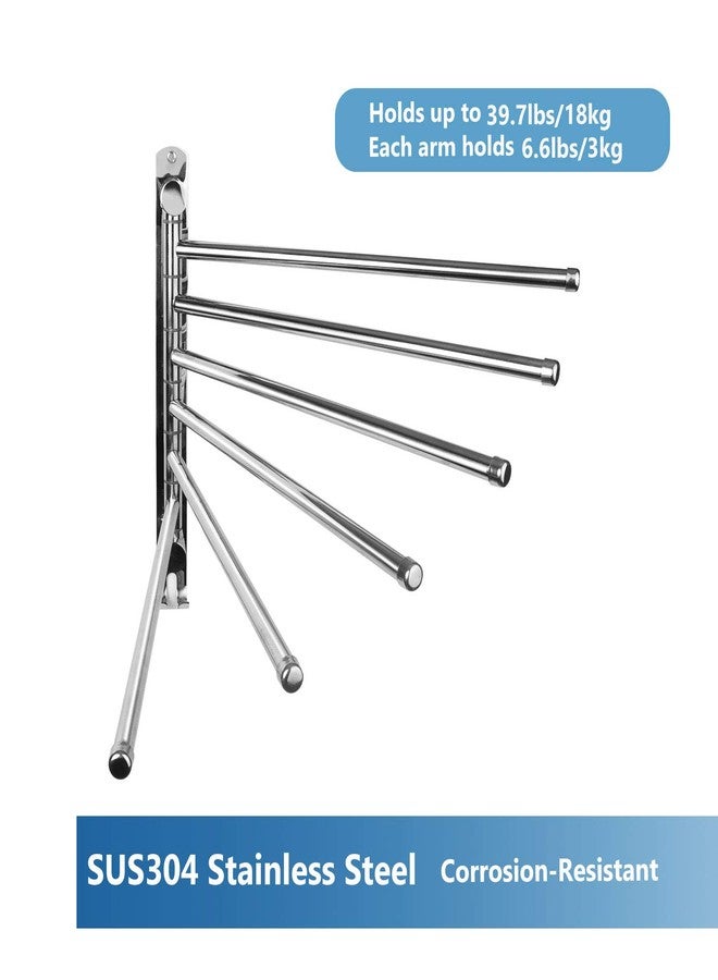 JSVER Towel Rack Wall Mounted JSVER Bathroom Towel Rack, Space Saving Towel Holder, Swivel SUS304 Stainless Steel Towel Bar, 180° Rotation 6 Arms Towel Racks for Bathroom - Image 5