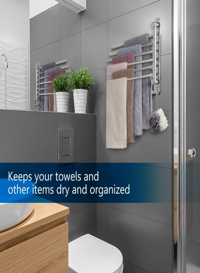 JSVER Towel Rack Wall Mounted JSVER Bathroom Towel Rack, Space Saving Towel Holder, Swivel SUS304 Stainless Steel Towel Bar, 180° Rotation 6 Arms Towel Racks for Bathroom - Image 3