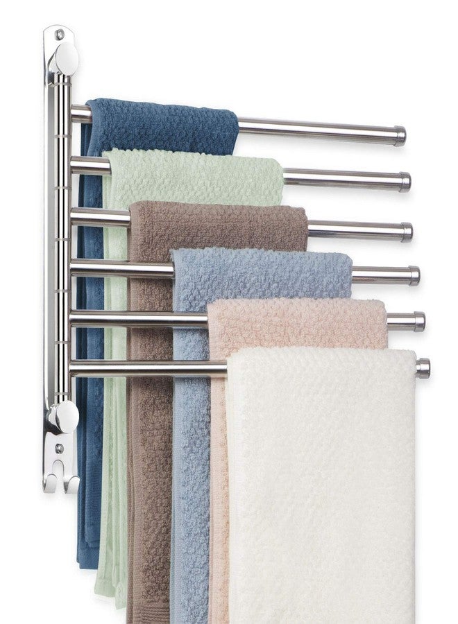 JSVER Towel Rack Wall Mounted JSVER Bathroom Towel Rack, Space Saving Towel Holder, Swivel SUS304 Stainless Steel Towel Bar, 180° Rotation 6 Arms Towel Racks for Bathroom - Image 1