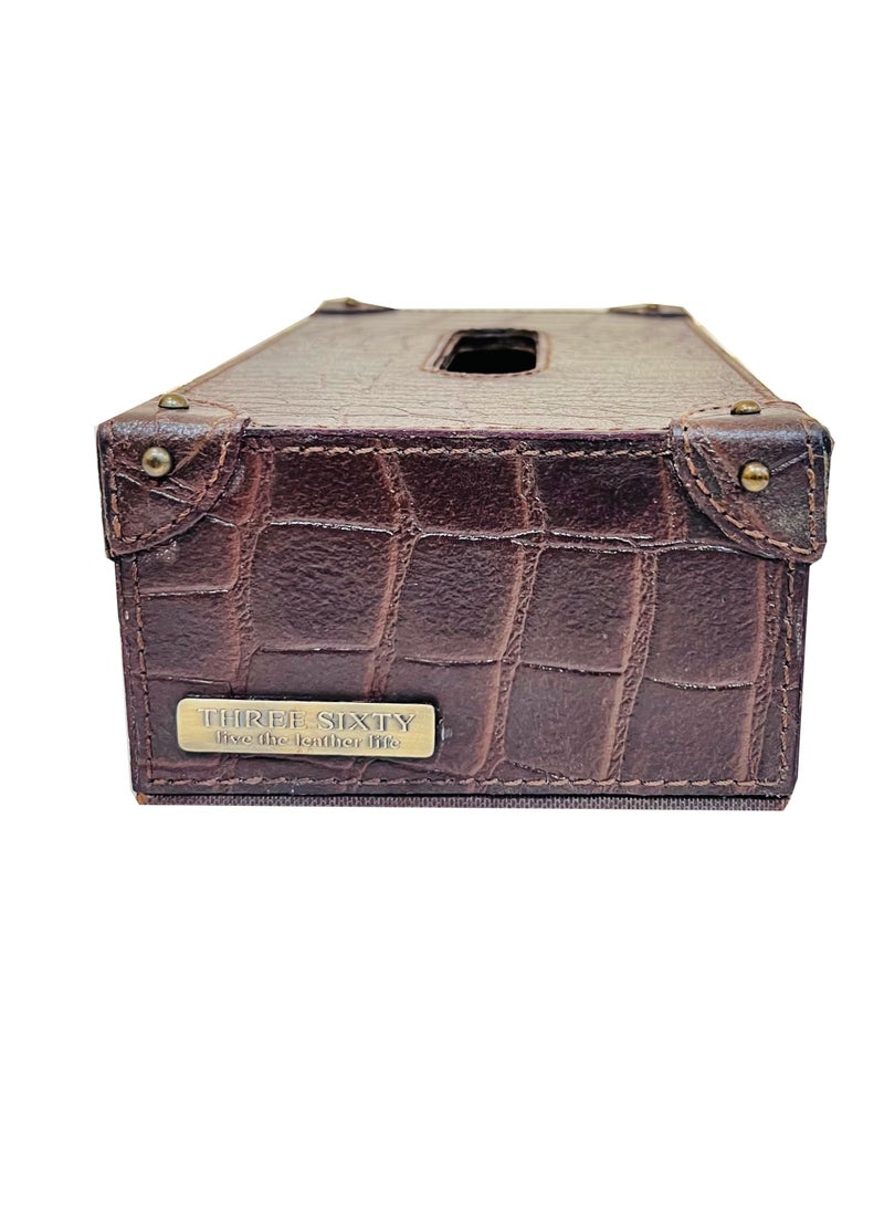 THREE SIXTY Leather Tissue Box - Image 1