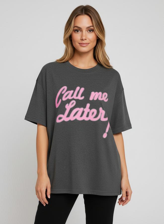 PAUSE Women Grey Graphic Print T-Shirt - Image 1