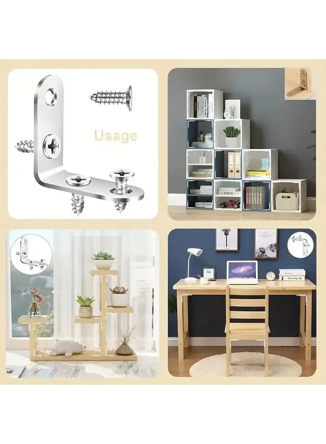 1pc Stainless Steel L Shaped Right Angle Bracket for Wood Furniture Shelves - Image 4