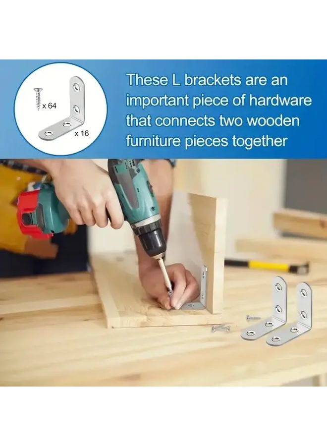 1pc Stainless Steel L Shaped Right Angle Bracket for Wood Furniture Shelves - Image 5