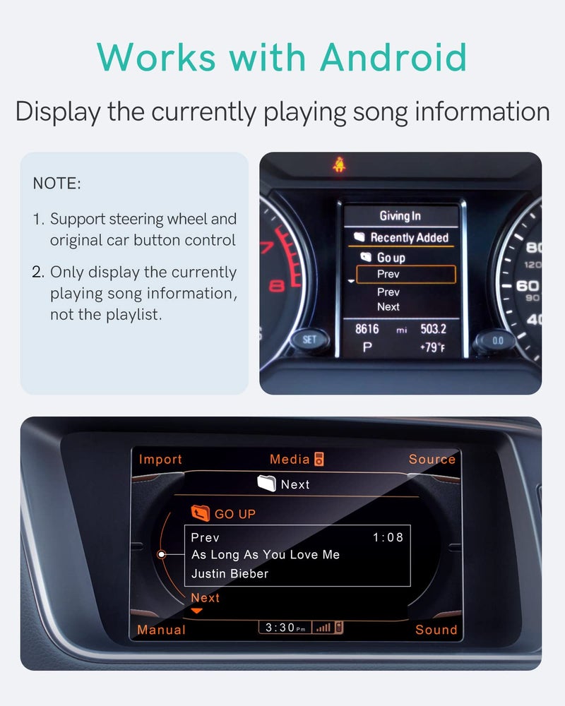 CHOOCL محول السيارة CHOOCL Bluetooth 5.0 aptX-HD متوافق مع Audi AMI MMI و Mercedes Media Interface و Volkswagen MDI Connector (A2-Audi2G) - Image 5