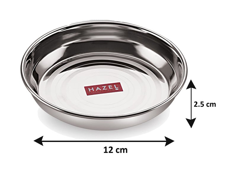 HAZEL Stainless Steel Plates Set for Halwa Serving | Small Steel Plates for Snacks | Breakfast Plates, 200 ML, Set of 4 - Image 4