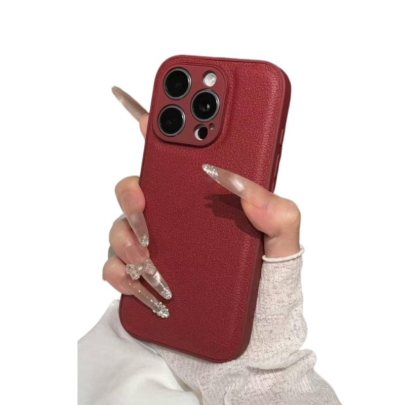 غطاء واقي، لـ iPhone 16 / 16 Plus / 16 Pro / 16 Pro Max، ملمس جلد، مقاوم للخدش - Layan Lure - Image 1