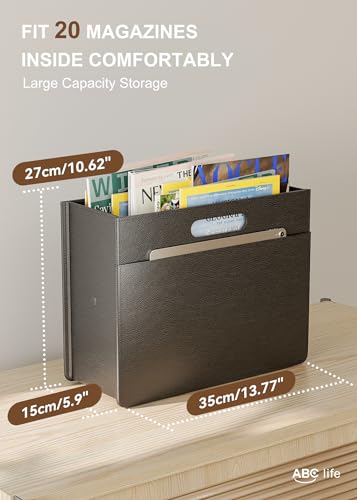ABC life Magazine Holder Stable Magazine Rack Floor, Foldable PU Leather Newspaper Book Storage Basket Box, Upgraded Magazine File Folder Organizer Free Standing, for Living Room Home Office, Black - Image 2