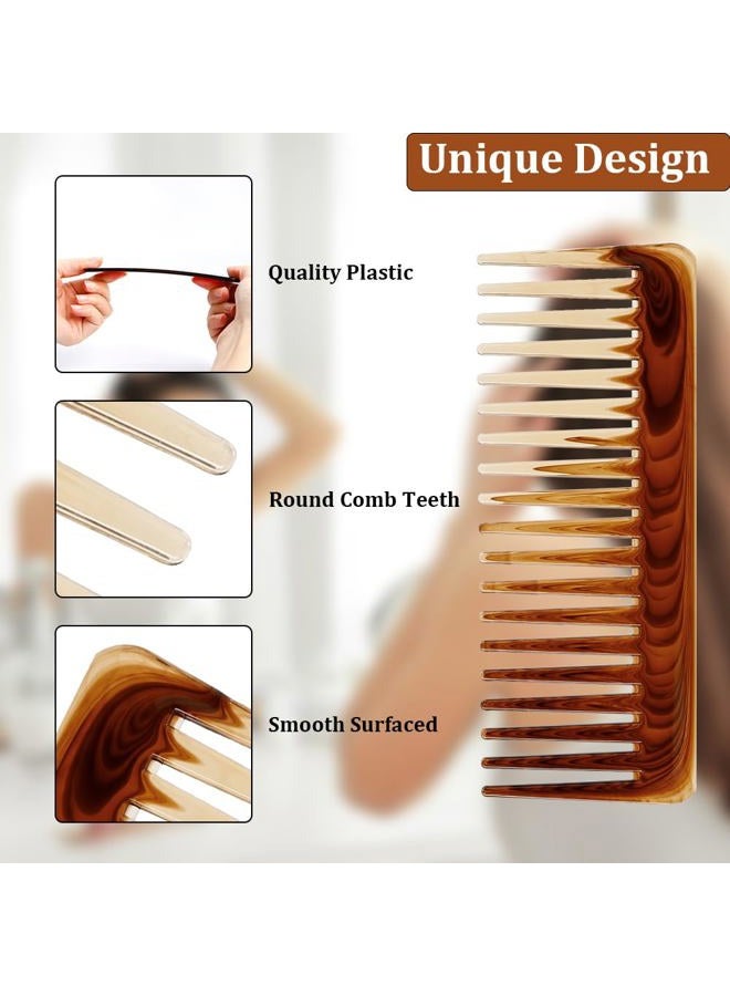 Carede Large Detangling Comb for Curly, Thick Hair - 2PCS Wide Tooth Shower Combs, No Handle, Brown - Image 5