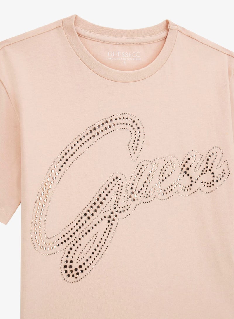 جس تيشيرت للأطفال بياقة دائرية وشعار مطبوع - Image 3