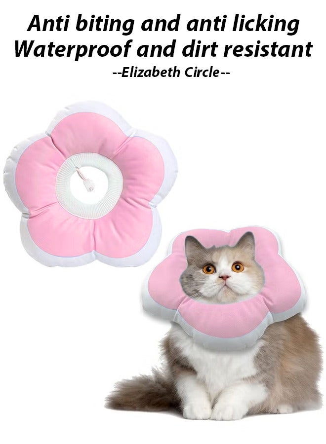 Generic Cat Cone Collar Waterproof and Soft Cone Collars for Cat Wound Healing Protective Cone After Surgery Elizabethan Collars for Kitten Pets Stop Licking Cat Recovery E Collar for Cats Collar for Small Dogs Cat Neck Cone Alternative for Cats Kittens(pink）  - Image 1