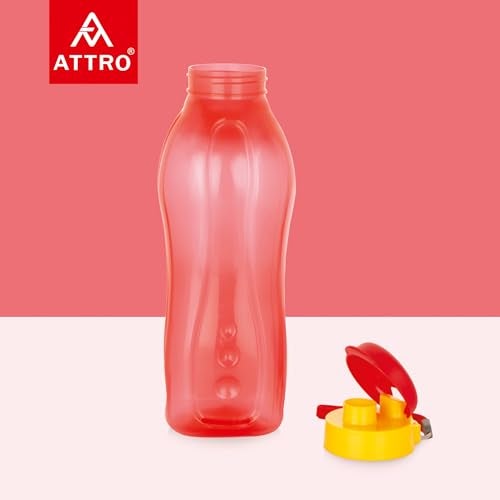 ATTRO Drinkware Gym 2L BPA-Free Water Bottle with Leak-Proof Flip-Top Cap, Nylon Strap and Stylish for Daily Hydration- Red Set of 2, Plastic - Image 4