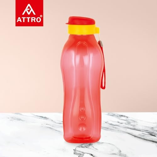 ATTRO Drinkware Gym 2L BPA-Free Water Bottle with Leak-Proof Flip-Top Cap, Nylon Strap and Stylish for Daily Hydration- Red Set of 2, Plastic - Image 2