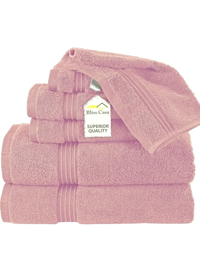 Bliss Casa 6 Pieces Towel Set - 2 Bath Towels 2 Hand Towels and 4 Washcloths 600 GSM Combed Cotton Highly Absorbent Towels for Bathroom Shower Towel