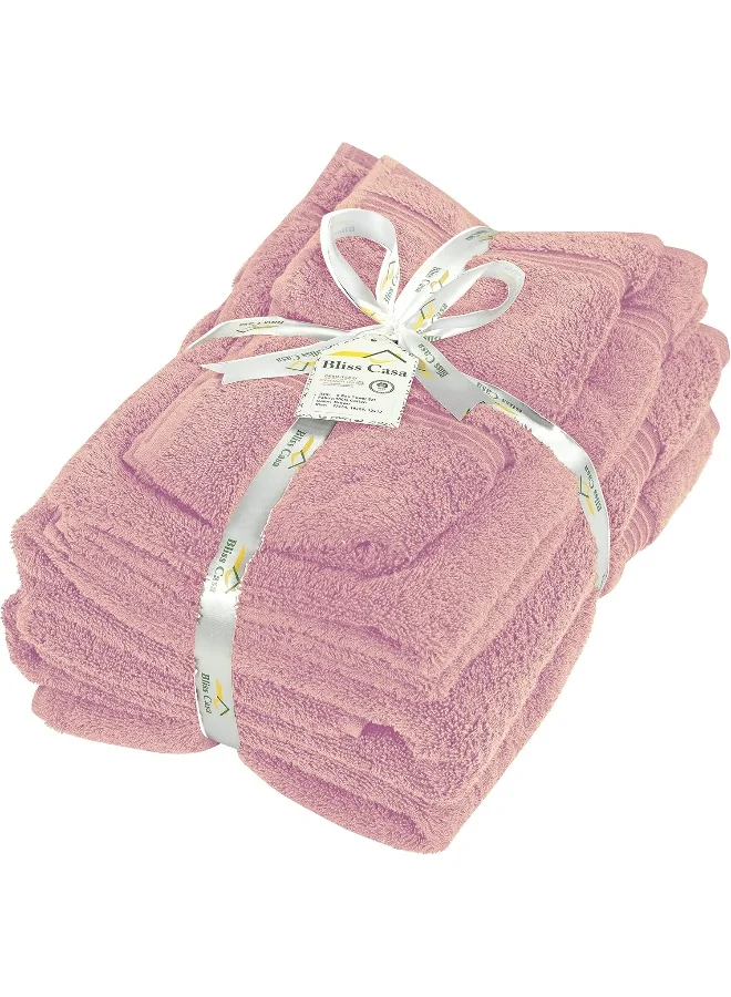 Bliss Casa 6 Pieces Towel Set - 2 Bath Towels 2 Hand Towels and 4 Washcloths 600 GSM Combed Cotton Highly Absorbent Towels for Bathroom Shower Towel