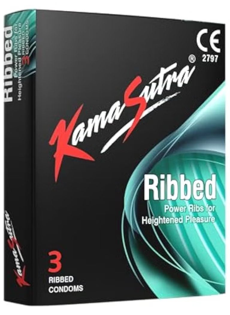 KamaSutra Ribbed Condoms – 3's for Enhanced Sensation and Pleasure