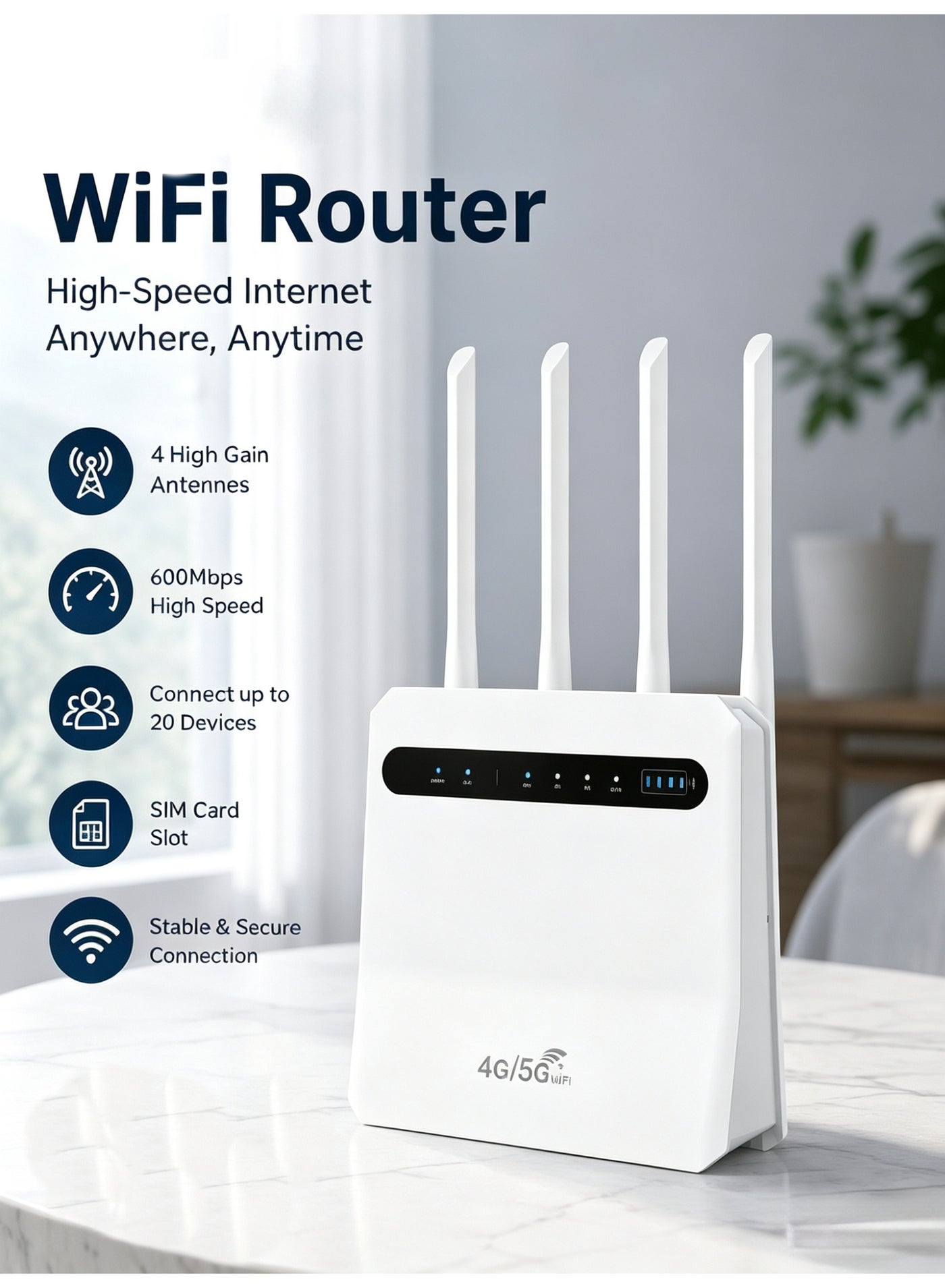 Jourria Jourria Lte Mobile Router 600mbps With Sim Card Slot Wireless Internet Router With 4 High Gain Antennas Supports 32 Devices Portable Home Office Hotspot