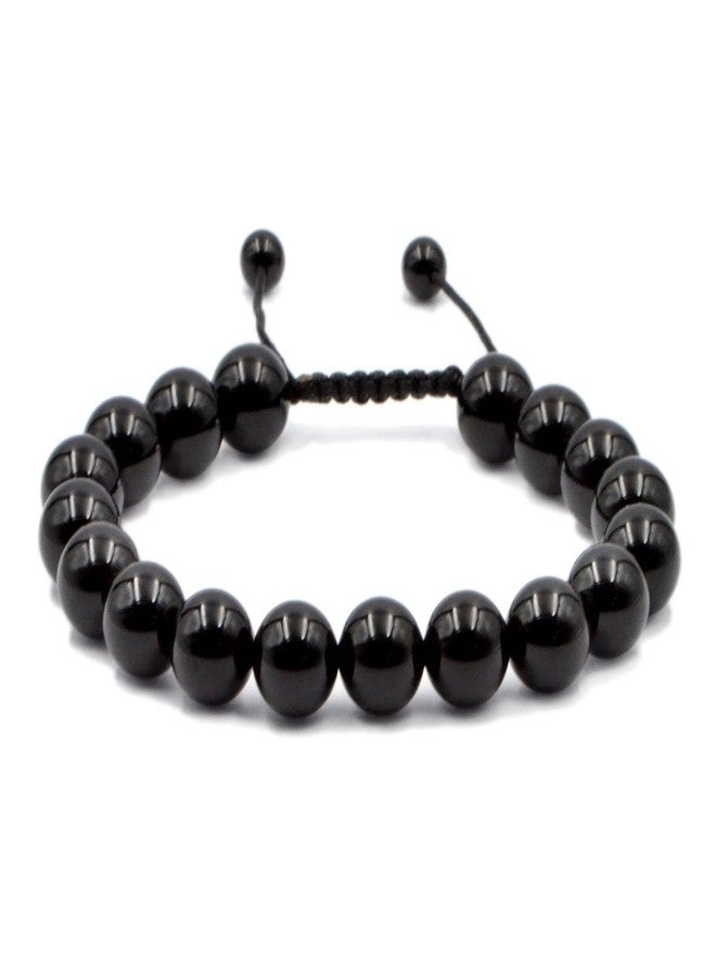 AD Beads Natural 10mm Gemstone Bracelets Healing Power Crystal Macrame Adjustable 7-9 Inch (Black Onyx) - Image 1